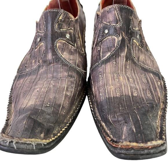 Robert Wayne Western Vegas Mens Loafers Leather Rustic Studded Slip On Shoes 7 - Picture 7 of 16